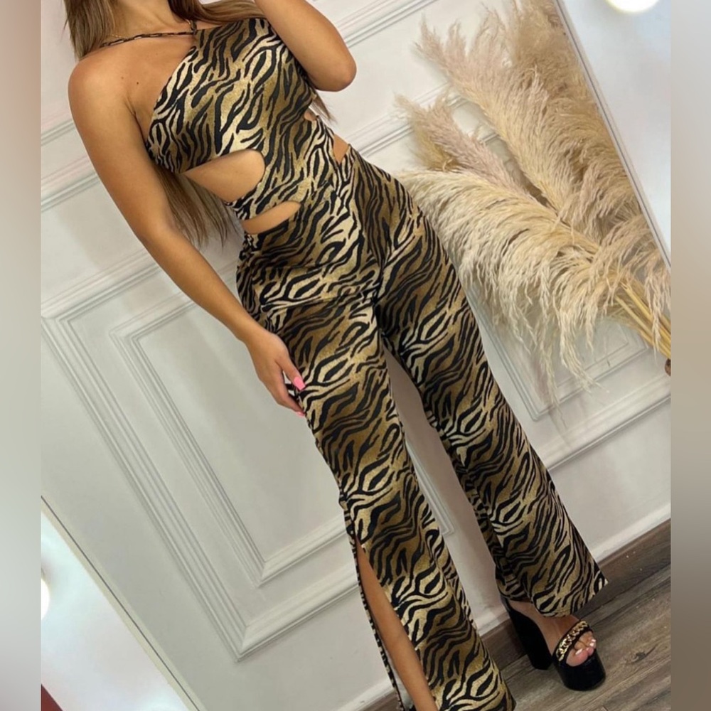 sexy animal print jumpsuit.
